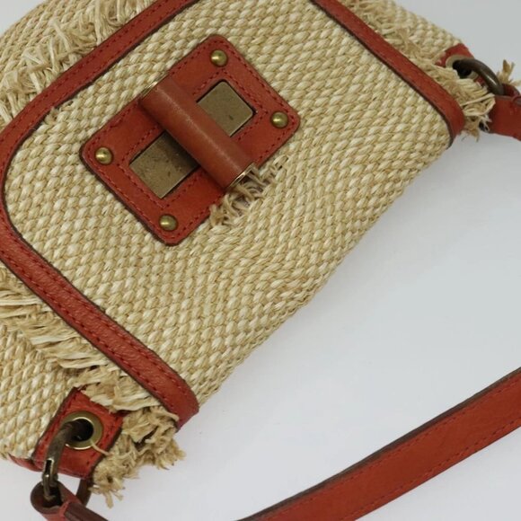 BURBERRY Blue Label Shoulder Bag Straw Beige Auth 123677 - Picture 9 of 15